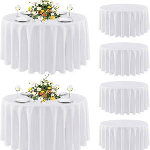 Mantel Redondo de Poliéster Blanco, Cubierta de Mesa Personalizada para Decoración de Fiestas, Bodas y Eventos - Product Image 3