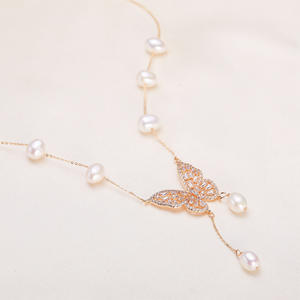 Collar de Lujo de Alta Gama para Mujer, con Colgante de Borla de Mariposa y Perla de Agua Dulce Auténtica, Collar de Alta Calidad para Mujer - Product Image 2