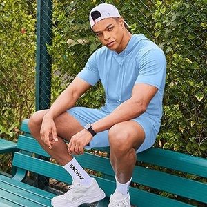 Ensemble de shorts et sweat à capuche élégants pour hommes, tenue d'été décontractée tendance, vêtements de rue respirants et confortables - Product Image 4