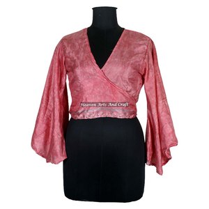 100% Poly Silk Soft Hand Made Indian Printed Wrap Tie <b>Tops</b> Best Price For Women Beach Wrap Tie <b>Tops</b> - Product Image 1