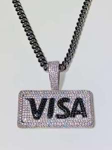 Chaîne gourmette en argent avec pendentif style diamant, bijou élégant au design étincelant, accessoire moderne, pièce de mode affirmée, cadeau tendance - Product Image 1