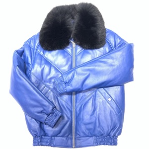 Wholesale Mens Luxury V Bomber Real Leather Jacket Winter Puffer Bubble Coat Colorful Patchwork Overcoat <b>Fox</b> <b>Fur</b> Collar - Product Image 5