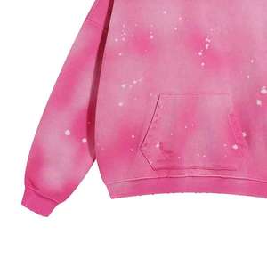 Distressed Acid Wash Embroidered Spring Hoodie Custom Regular Fit 370grams Heavyweight Cotton <b>Pullover</b> Lined Solid Woven <b>Men</b> - Product Image 3