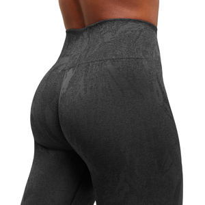 Leggings de yoga sans couture à taille haute pour femmes, imprimé camouflage noir, pantalon de compression pour la salle de sport, l'entraînement et la tenue de fitness - Product Image 5