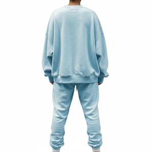 Survêtement unisexe surdimensionné marron en polyester/coton épais, fermeture éclair intégrale, col montant, coupe classique, décontracté, pour l'hiver, avec poches latérales - Product Image 2