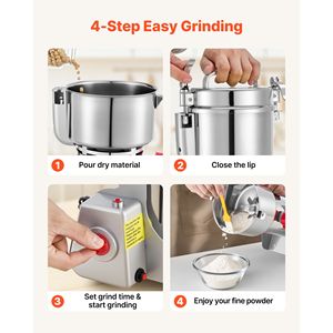 Macinino Elettrico per Cereali ad Alta Velocità 2000W 28000RPM, Polverizzatore per Mais Secco e Spezie in Acciaio Inox 750g, Nuova Macchina Macinatrice per Polvere - Product Image 6