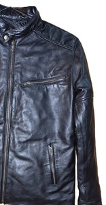 Veste en cuir de vache pour homme de haute qualité, style vintage, doublure en polyester, fermeture à boutons et fermeture éclair, écologique, pour l'hiver et la moto - Product Image 4
