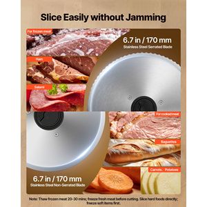 Máquina Cortadora de Carne Eléctrica de 6.7 Pulgadas y 150W, Certificación ETL, Dos Cuchillas SUS420, Grosor Ajustable de 0-0.6 Pulgadas, Picadora y Cortadora de Carne - Product Image 3