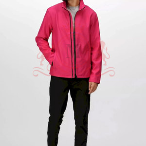 <b>Men's</b> Pink Windproof PU <b>Jacket</b> Stand Collar Zipper Closure Casual Outdoor Wear Autumn Regular Fit Solid Color <b>Lightweight</b> Fabric - Product Image 6