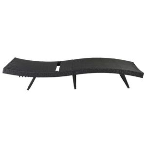 Letto in Rattan Intrecciato con Telaio in Ferro a Forma di S 193*68*33cm con Cuscino Blu Goffrato Nero, Prodotto Elegante con Sedie - Product Image 5