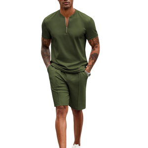 Trending 2026 Men's Summer Tracksuit Quarter-zip Polo Shorts <b>Set</b> Breathable Slim Fit High-quality Custom Logo Short <b>Set</b> Men's - Product Image 1