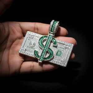 Pendentif Moissanite Iced Out en forme de signe dollar, bijoux hip-hop pour fête, en argent sterling 925, pendentifs et breloques de joaillerie fine - Product Image 3