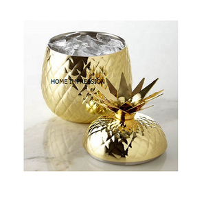 Enfriador de vino con decoración India dorada, Enfriador de hielo antiguo, Cubo de vino, Cubo de lujo de Metal para vino de diseñador para vajilla, venta superior - Product Image 1