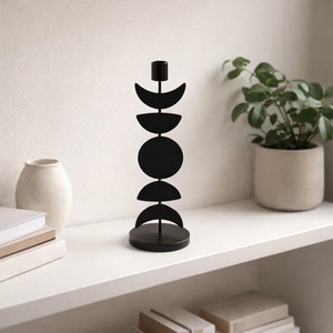 Moradabad Art Metal Ware Geometric Iron <b>Candlestick</b> <b>Holder</b> Moon Phase Design <b>Black</b> Metal Handmade Eco-friendly Powder Coated - Product Image 5
