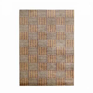 พรมลายสาน DECORDEC สีเหลืองมัสตาร์ด สีม่วงมะกอก ทำจากขนสัตว์ กันลื่น เป็นมิตรกับสิ่งแวดล้อม ลายเรขาคณิต สำหรับห้องนั่งเล่น - Product Image 1