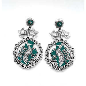Pendientes Étnicos con Motivo de Pavo Real SKU7554 en Plata de Ley 925 para Regalo de Boda, Fiestas y Otras Ocasiones - Product Image 1