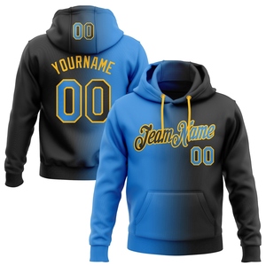 Sudadera con Capucha Deportiva de Moda, Diseño Nuevo, Personalizada, con Degradado Negro, Azul Polvo y Dorado, Venta Directa de Fábrica - Product Image 1