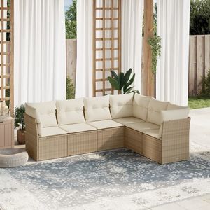 Conjunto de Sofá de Jardín Grande con Patas Ajustables en Ratán Sintético PE Beige, Muebles de Jardín Ajustables - Product Image 1