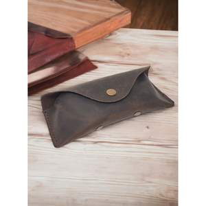 Étui à lunettes en cuir véritable avec fermeture à pression, étui à lunettes de soleil et sac pour lunettes - Product Image 4