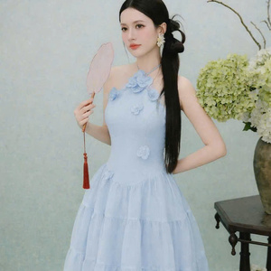 Vestido Largo Sexy de Manga Corta para Mujer, Elegante, Cómodo, Informal, para Eventos Formales, de Seda - Product Image 2