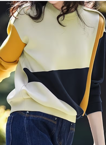 Sudadera de Mujer para San Valentín, con Bloques de Color, Cuello Redondo Asimétrico, Estampado de Dibujos Animados, Suave, 180g, Tejido de Algodón y Fibra de Bambú - Product Image 3