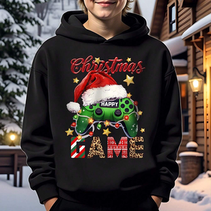 Sweat-shirt à capuche pour homme avec imprimé arbre de Noël et manette de jeu, coupe classique, en coton, décontracté, pour l'hiver, avec poche avant - Product Image 2