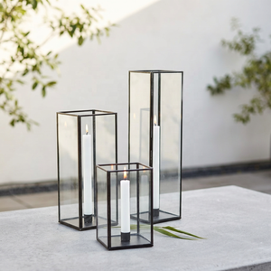 Wholesale Modern Square Glass Hurricane <b>Candlestick</b> Holder <b>Black</b> Metal Frame Handmade Home Christmas Weddings Events Decorations - Product Image 1
