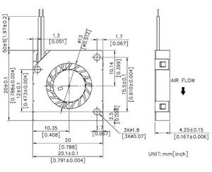 พัดลมเป่าลมขนาดเล็ก3V 5V 20*20*4มม. ผลิตในโรงงาน DB2004จากโรงงานไต้หวัน - Product Image 4
