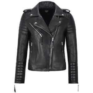 Veste de moto pour femme en cuir Napa 100% véritable, style classique, matelassée, fermetures éclair YKK, couleurs personnalisées - Product Image 1