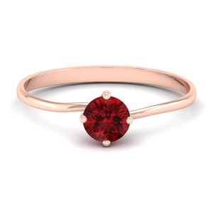 Anillo de compromiso de oro macizo de 14K con granate de 0.5 quilates de corte redondo y diamantes para mujer, precio mayorista de fábrica REYES - Product Image 5