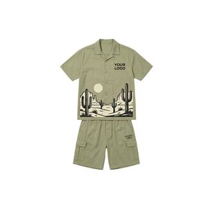 Nouveauté : Ensemble 2 pièces en jean, chemise à manches courtes boutonnée et short, design personnalisé, léger et respirant, idéal pour l'été - Product Image 2