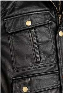 Veste en cuir noire pour homme ChampKing avec fermeture éclair et boutons marron - Product Image 6