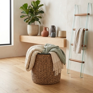 Cesta de Almacenamiento Tejida de Fibra Natural Bogel, Maceta Rústica, Organizador Decorativo para el Hogar, Cesta para Ropa Sucia - Product Image 3