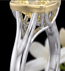 Fancy Yellow Squear <b>Cushion</b> Cut Lab Grown Diamond <b>Ring</b> For Women's Classic Jewelry | Engagement <b>Wedding</b> Party & Gift - Product Image 6