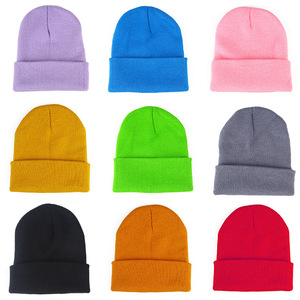 Hundred Apparel Unisex Solid Color Beanie Hat 100% Nylon Flat Knitted <b>Winter</b> <b>Cap</b> Casual Style Adults 56-58CM Head Circumference - Product Image 3