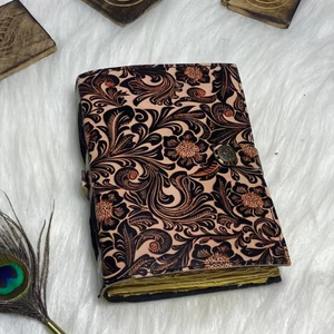 Nuevo Diario de Cuero con Estampado Floral Personalizado, Cuaderno Hecho a Mano con Papel de Borde Rústico de 7x5 Pulgadas, Logotipo Personalizado - Product Image 3