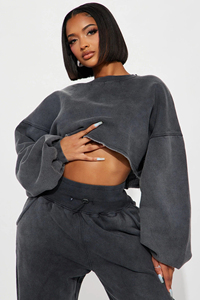 Conjunto de Sudadera Corta y Pantalones Jogger para Mujer, Dos Piezas Casuales, Tela Suave, Corte Regular, Estilo Urbano, Uso Diario - Product Image 6