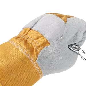 Gants de sécurité en cuir blanc et jaune, entièrement texturés, résistants à l'abrasion, antidérapants, usage général, poignet droit - Product Image 5
