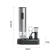 Ensemble cadeau ouvre-bouteille électrique à piles en acier inoxydable avec verseur, aérateur, bouchon à vide, base de rangement et coupe-capsule