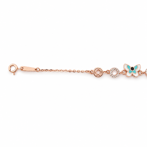Pulsera de Cadena con Dije de Mariposa de Oro de 18 Quilates con Esmalte Turquesa y Circonita Cúbica, Joyería de Moda de Alto Brillo para Uso Diario de Niñas - Product Image 2