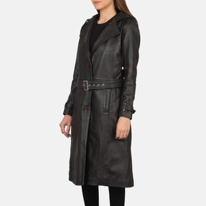 Manteau en cuir véritable sur mesure de haute qualité pour femmes / Vêtements de sport sur mesure, manteau long à manches longues - Product Image 6