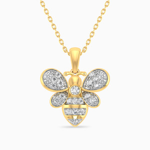 Gold Plated <b>Bee</b> Pendant Necklace With Diamond Accents Round Brilliant CutInsect Design Cute Style Link Chain Unisex Everyday Wea - Product Image 3