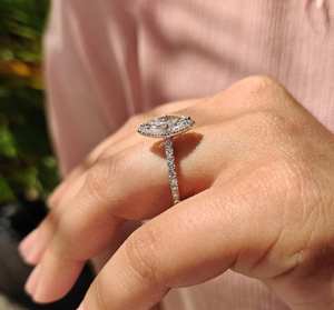 Bague Marquise en Or 18K pour Femme avec Moissanite 1CT, Bijou de Mariage de Haute Qualité, Cadeau d'Anniversaire, Fournisseur en Gros B2B - Product Image 4