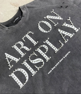 T-shirts personnalisés coupe ample décontractée, effet vintage délavé, couleur noire, t-shirt décontracté personnalisé pour homme - Product Image 2