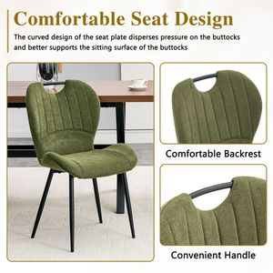 Set di 4 Sedie da Pranzo in Tessuto Verde Oliva con Maniglia Integrata, Telaio in Metallo Nero e Piedini Regolabili per Uso Domestico - Product Image 4