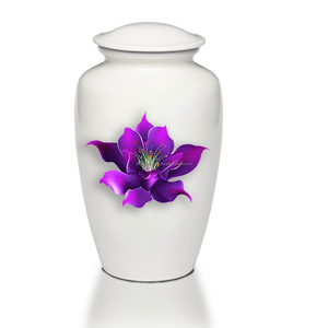 Urne funéraire classique en métal brillant blanc fabriqué à la main en laiton pour cendres humaines - Product Image 2