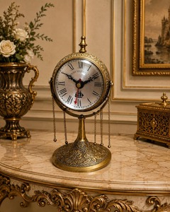 Reloj de Escritorio Náutico Antiguo de Latón, Reloj de Mesa Marítimo Vintage con Números Romanos Ornamentados, Reloj de Mesa Clásico Oceánico - Product Image 3