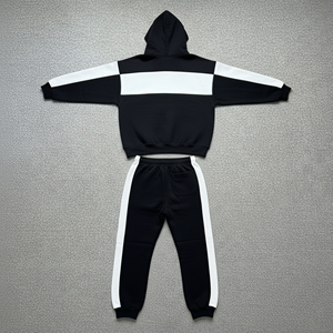 Conjunto de Chándal OEM para Hombre, 2 Piezas, Pantalones Anchos, Sudadera de Forro Polar, Paneles en Contraste de Color, Logotipo Personalizado Extra Grande - Product Image 5