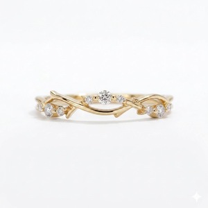 Bague de mariage assortie en or rose massif 18 carats VB-10SR avec diamants de laboratoire HPHT E VVS2 demi-éternité ronds, motif feuille de vigne et branche - Product Image 2