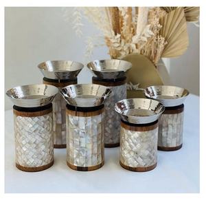 Tazón de Aluminio con Incrustaciones de Nácar y Madera de Acacia, Estilo Árabe Vintage, para Regalo de Ramadán, Eid o Boda, Juego de 1 Pieza para Servir Postres y Alimentos - Product Image 6